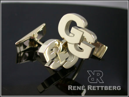 Platinmanschettenkn&ouml;pfe mit Initialen, Wei&szlig;gold oder Gelbgold