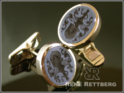 Gelbgold Manschettenknöpfe oval mit Lagenstein blau