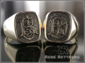 Wappenringe Monogrammringe rechteckig antik